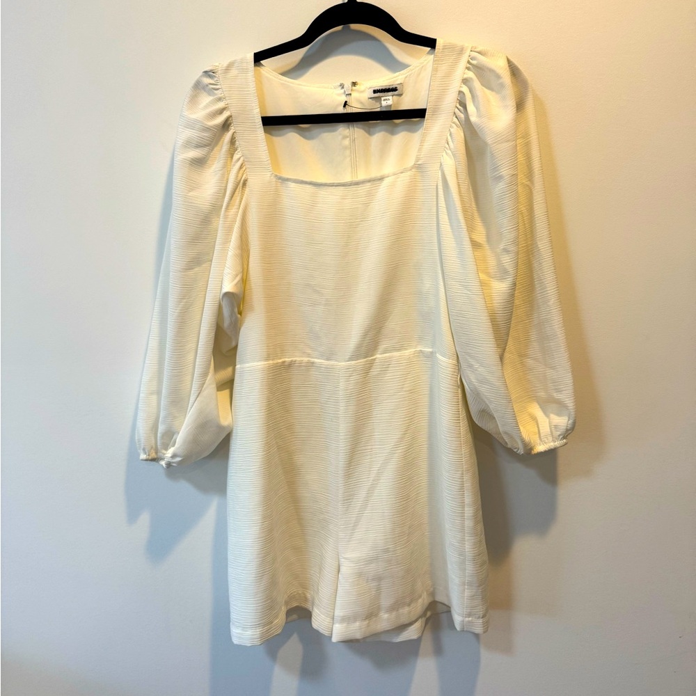 Express Women’s White Longsleeve Square neck Romper Size S
